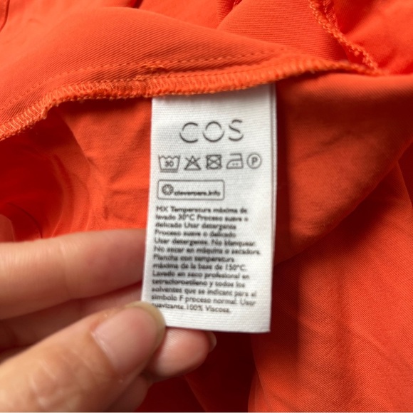 COS 100% Viscose Elegant Orange A line Women's Skirt Sz 2 - Picture 6 of 10